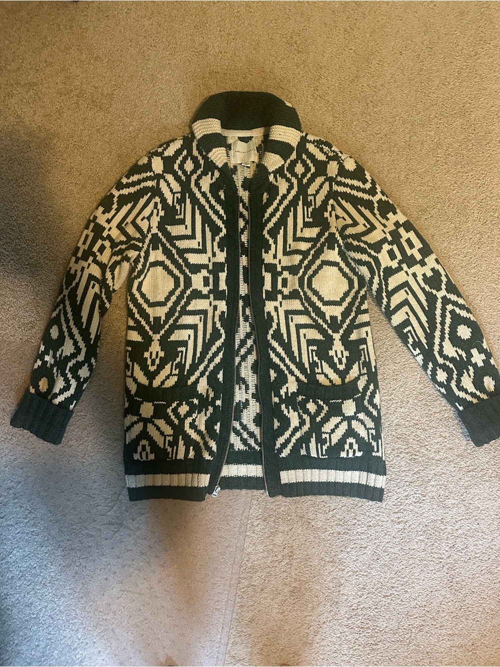 Men's American Eagle Geometric Zip Cardigan Sweater - M Tall